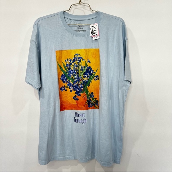Mighty Fine Tee Vincent Van Gosh Blue Floral In Vase Size XL Cotton Blue - Picture 1 of 6
